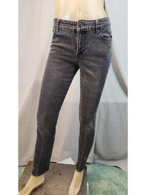 Chicos Size 00R US Size 2 Stone Wsh Black Stretch Tapered Leg Denim Jeans Womens